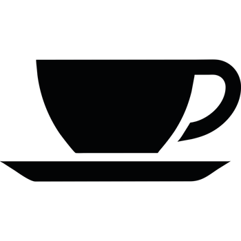 A black and white image of a cup and saucer png