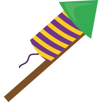 A purple and yellow striped stick with a green and yellow arrow png