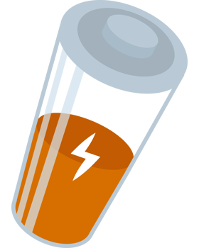 An orange battery charging illustration design png