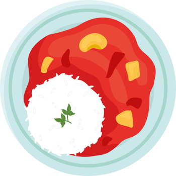 A plate with rice and tomato sauce png