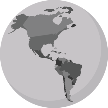 The world map with the continent of america in gray png