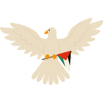 A white dove with a green and red flag png