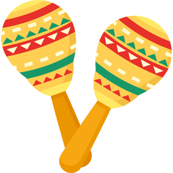 Two maracas with colorful patterns on them png