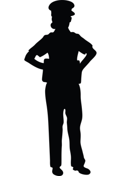 A silhouette of a man in a police uniform png