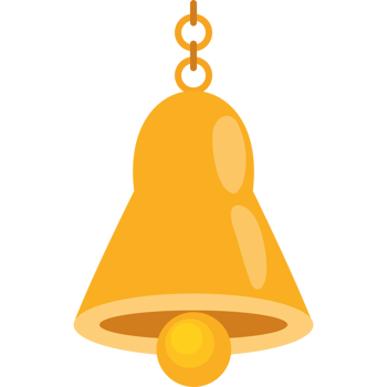 A yellow bell on a chain png