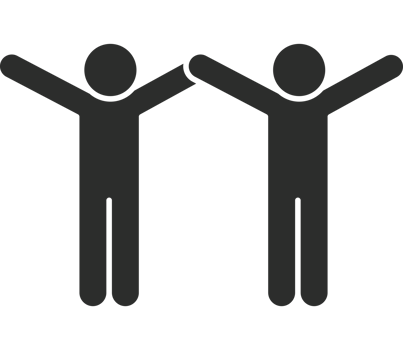 Two people standing with their arms up in the air png