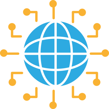 The globe is surrounded by a network of connections png