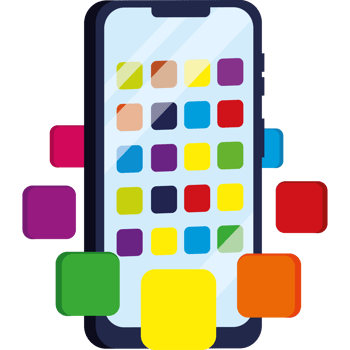 A smartphone with colorful squares on it png