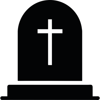 A black tombstone with a cross on it png
