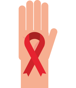 A hand with a red ribbon on it png