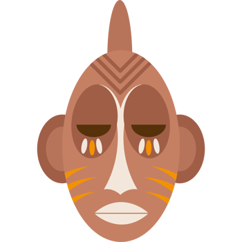 An illustration of a brown african mask png