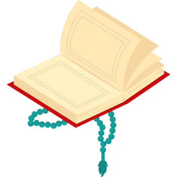 An open book with a rosary hanging from it png