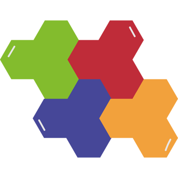 A hexagon with four different colors png