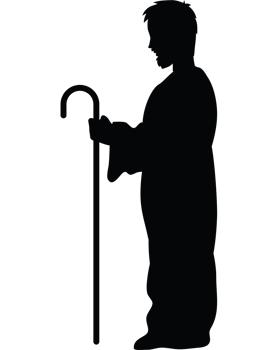 A silhouette of a man holding a cane png