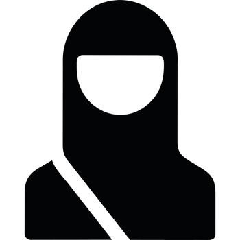 A black silhouette of a woman in a hijab png