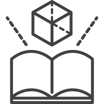 An open book with a cube on top of it png