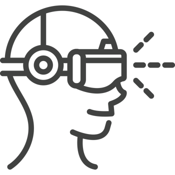 A black and white illustration of a man wearing a virtual reality headset png