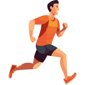 A man is running in an orange shirt png