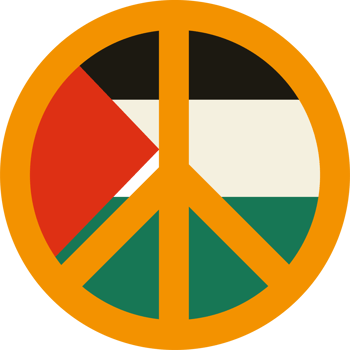 A peace symbol with the flag of palestine png