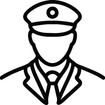 A black and white silhouette of a man in a uniform png