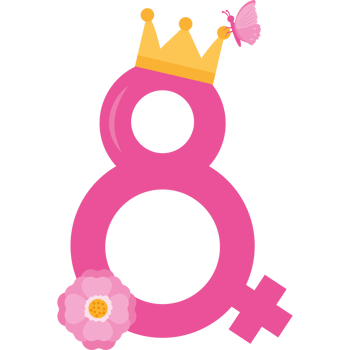 The eight symbol with a pink crown and butterfly png