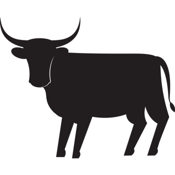 A black and white silhouette of a bull png