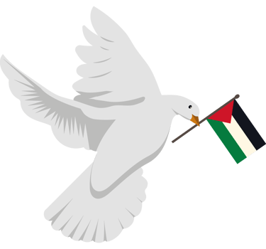 Dove hold Palestine flag icon illustration png
