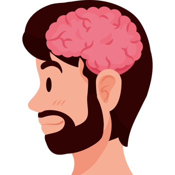 A man with a beard and a pink brain png