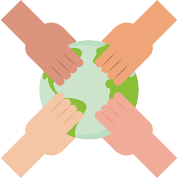 Hands holding the earth together png