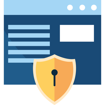 A shield and a padlock on a computer screen png