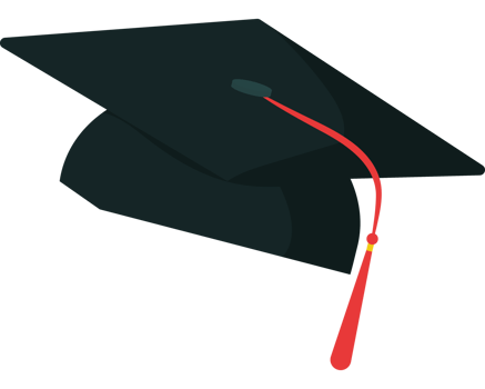 A graduation hat with a red tassel png