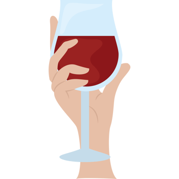 A hand holding a glass of red wine png