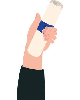 A hand holding a diploma in a black suit png