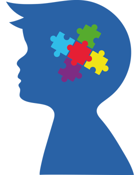 A silhouette of a child with autism png
