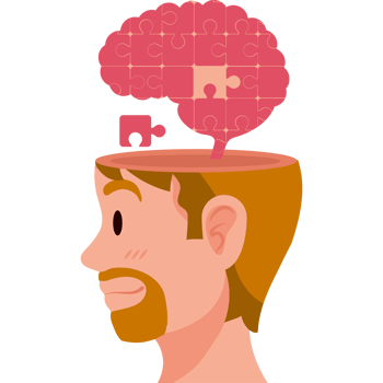 A man with a brain puzzle in his head png