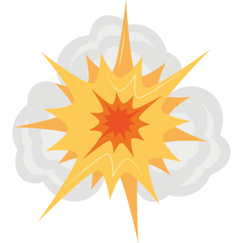 A cartoon explosion with a cloud in the background png