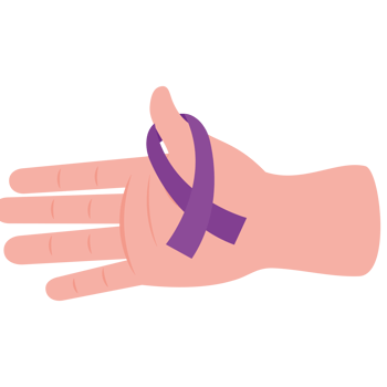 A hand with a purple ribbon on it png