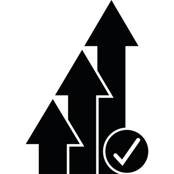 An arrow pointing up with a check mark png