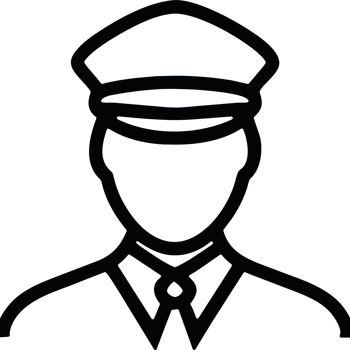A black and white silhouette of a man in a uniform png