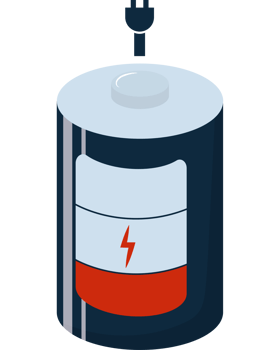 A battery with a red and white plug png
