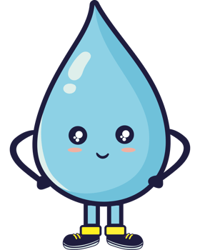 A cartoon water drop with legs and arms png