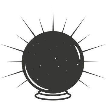 A black and white illustration of a crystal ball png