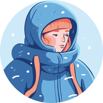 Winter girl in blue winter jacket png