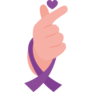 A purple ribbon with a heart on it png