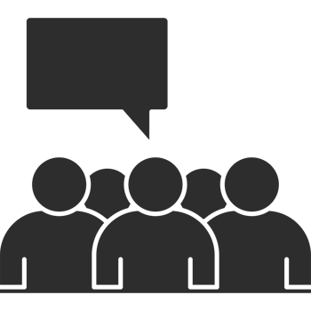 A group of people with speech bubbles above them png