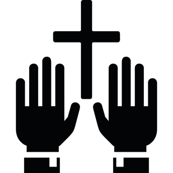 Hands holding a cross and praying png