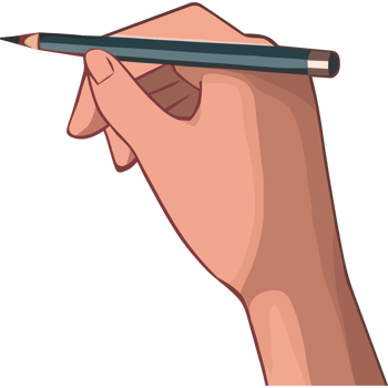 A hand holding a pencil and writing png