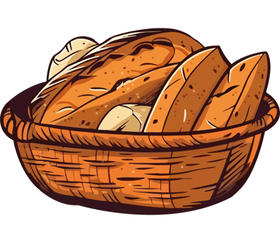 Bread in a basket illustration png