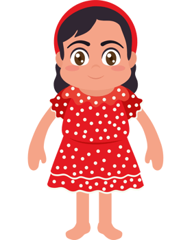 A cartoon girl in a red dress png