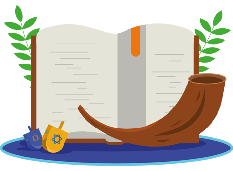 yom kippur illustration with horn icon isolated png